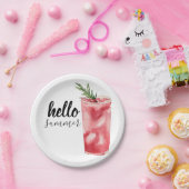 hallo Summer Waterverf Red Cherry Cocktail Papieren Bordje (Feest)