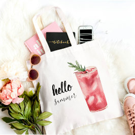hallo Summer Waterverf Red Cherry Cocktail Tote Bag