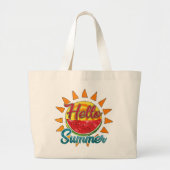 hallo Summer Waterverf Watermelon and Sun Grote Tote Bag (Voorkant)