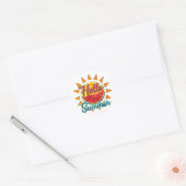 hallo Summer Waterverf Watermelon and Sun Ronde Sticker (Envelop)