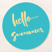 hallo Summer Yellow Blue Modern Script