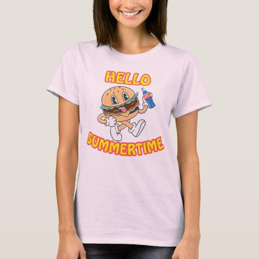 hallo Summertime Hamburger en Cola T-shirt (Voorkant)