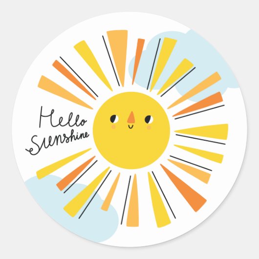 hallo Sunshine Baby shower Classic Round Sticker (Voorkant)