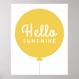 hallo Sunshine | Ballon Scandinavian Cute Yellow Poster