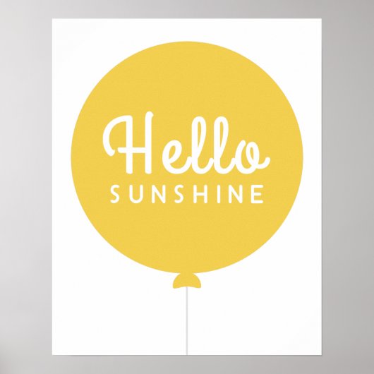hallo Sunshine | Ballon Scandinavian Cute Yellow Poster (Voorkant)