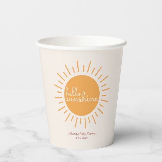 hallo Sunshine Boho Baby shower Paper Cups Papieren Bekers (Achterkant)