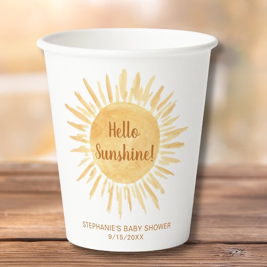 hallo Sunshine Boho Baby shower Papieren Bekers