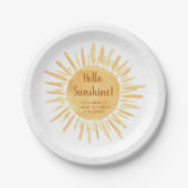 hallo Sunshine Boho Baby shower Papieren Bordje (Voorkant)