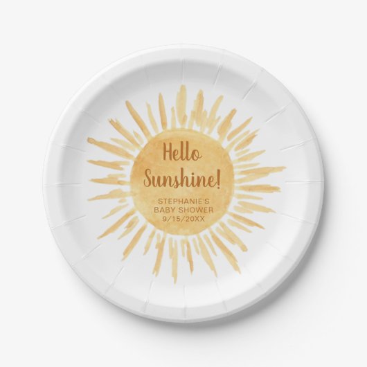 hallo Sunshine Boho Baby shower Papieren Bordje (Voorkant)