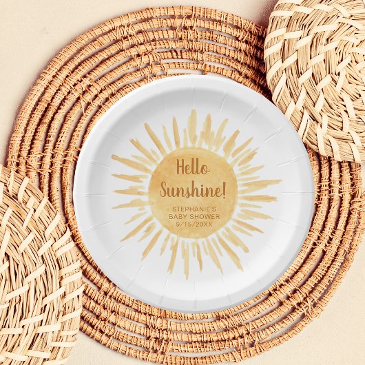 hallo Sunshine Boho Baby shower Papieren Bordje
