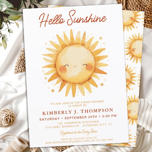 Hallo Sunshine Boho Genderneutraal Baby shower Kaart