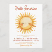 Hallo Sunshine Boho Genderneutraal Baby shower Uitnodiging Briefkaart (Voorkant)