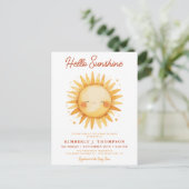 Hallo Sunshine Boho Genderneutraal Baby shower Uitnodiging Briefkaart (Staand voorkant)