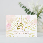 Hallo Sunshine Boho Modern Happy Baby Girl Douche Bedankkaart (Staand voorkant)