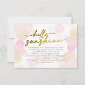 Hallo Sunshine Boho Modern Happy Baby Girl Douche Bedankkaart (Achterkant)
