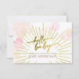 Hallo Sunshine Boho Modern Happy Baby Girl Douche Bedankkaart