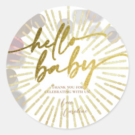 Hallo Sunshine Boho Modern Happy Baby Girl Douche Ronde Sticker