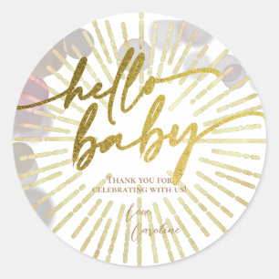 Hallo Sunshine Boho Modern Happy Baby Girl Douche Ronde Sticker