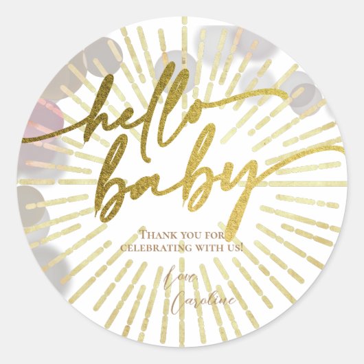Hallo Sunshine Boho Modern Happy Baby Girl Douche Ronde Sticker (Voorkant)