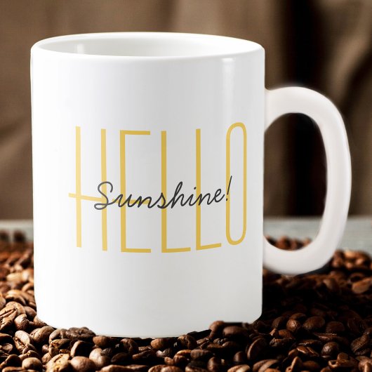 hallo Sunshine Cute Modern Quote Trendy Yellow Koffiemok