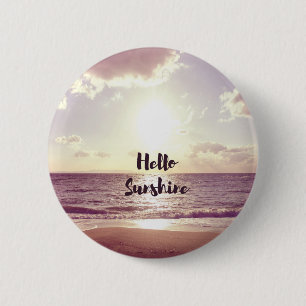 "Hallo Sunshine" Fotocitaat Ronde Button 5,7 Cm