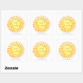 hallo Sunshine Gender Neutraal Baby shower Vierkante Sticker (Vel)