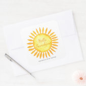 hallo Sunshine Gender Neutraal Baby shower Vierkante Sticker (Envelop)