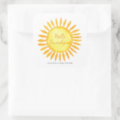 hallo Sunshine Gender Neutraal Baby shower Vierkante Sticker (Tas)
