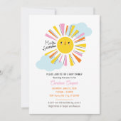 hallo Sunshine Girl Baby shower Invitation Kaart (Voorkant)