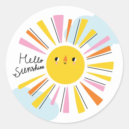 hallo Sunshine Girl Baby shower Ronde Sticker (Voorkant)