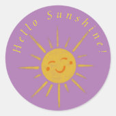 hallo Sunshine Happy Sun Classic Round Sticker (Voorkant)