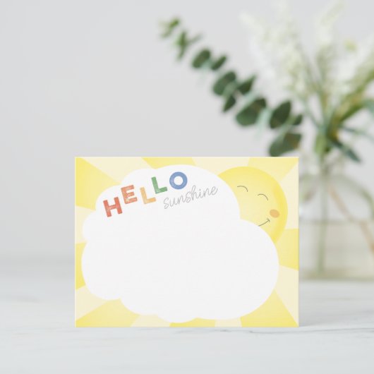 hallo Sunshine Illustrated Cheerful Briefkaart (Staand voorkant)