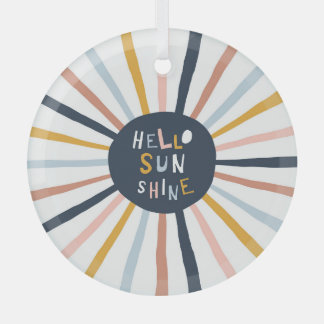Hallo Sunshine: Kleurrijke kinderlijke typografie Glas Ornament