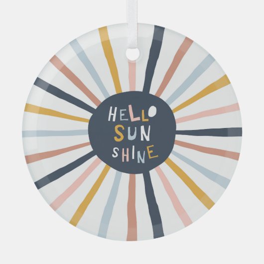 Hallo Sunshine: Kleurrijke kinderlijke typografie Glas Ornament (Voorkant)