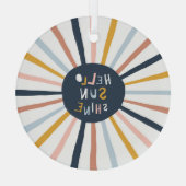 Hallo Sunshine: Kleurrijke kinderlijke typografie Glas Ornament (Achterkant)