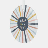 Hallo Sunshine: Kleurrijke kinderlijke typografie Glas Ornament (Voorkant links)