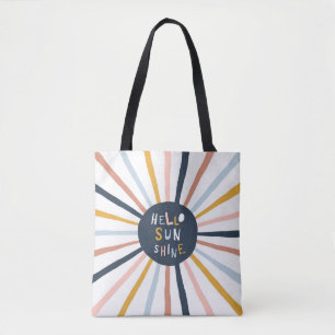 Hallo Sunshine: Kleurrijke kinderlijke typografie Tote Bag