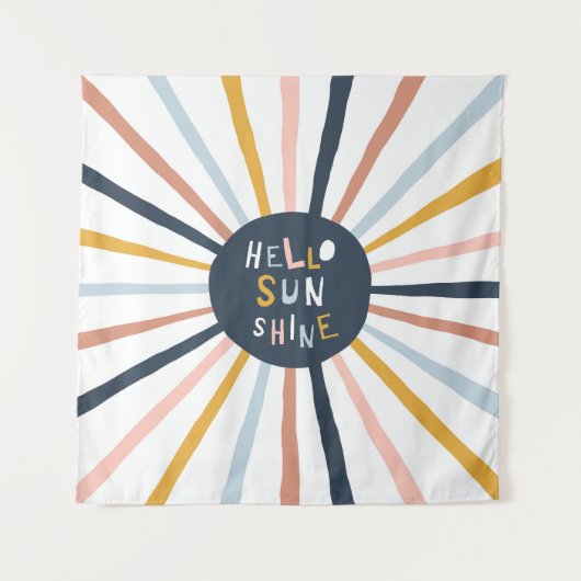 Hallo Sunshine: Kleurrijke kinderlijke typografie Wandkleed (Voorkant)