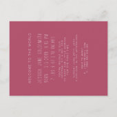 Hallo Sunshine Lettering Foto Geboorteaankondiging Aankondigingskaart (Achterkant)