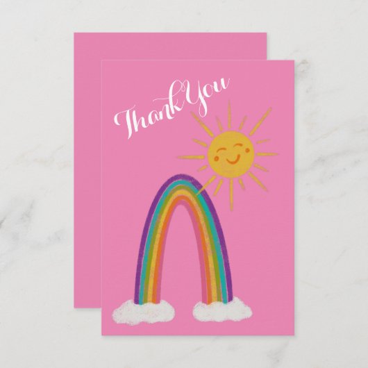 hallo Sunshine met Rainbow Hartelijk dank Bedankkaart (Voorkant / Achterkant)