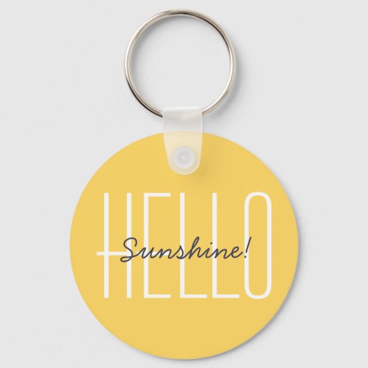 hallo Sunshine Modern Typografie Quote Yellow Sleutelhanger (Voorkant)