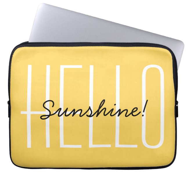 hallo Sunshine Modern Typography Yellow Laptop Sleeve (Voorkant)