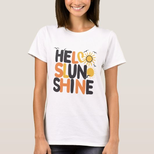 Hallo Sunshine Original Lettering Sun T-shirt (Voorkant)