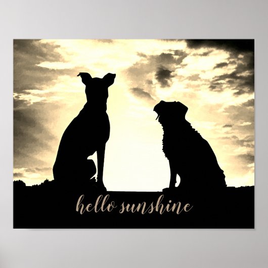 hallo sunshine quote poster met honden (Voorkant)