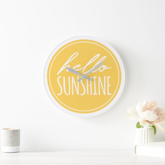 hallo Sunshine Quote Typography Yellow White Grote Klok (Huis)