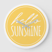 hallo Sunshine Quote Typography Yellow White Grote Klok (Voorkant)