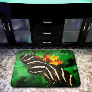 Hallo Sunshine Quote Zwart Wit Vlinder Foto Badmat
