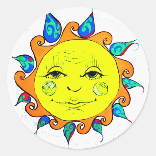 hallo Sunshine Ronde Sticker (Voorkant)