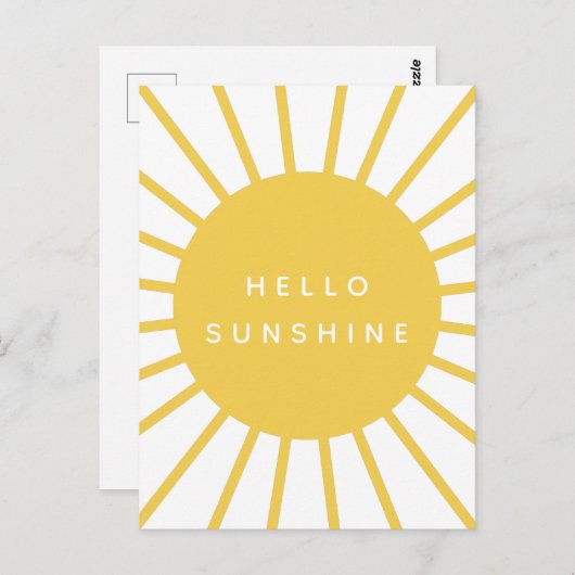 hallo Sunshine | Sun Modern Scandi Mustard Yellow Briefkaart (Voorkant / Achterkant)