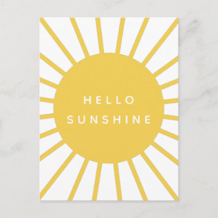 hallo Sunshine   Sun Modern Scandi Mustard Yellow Briefkaart